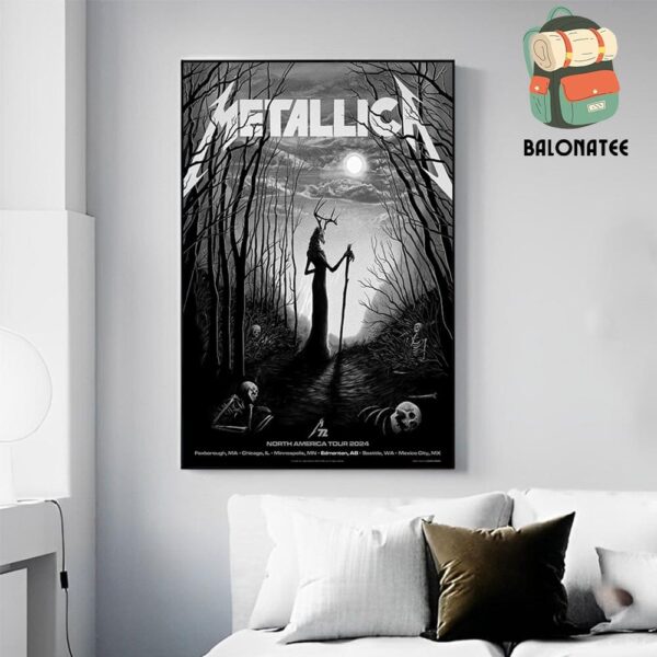 Metallica M72 North America Tour 2024 Pop Up Store Event Poster At Commonwealth Stadium Edmonton AB Canada On August 23rd And 25th 2024 Home Decor Poster Canvas