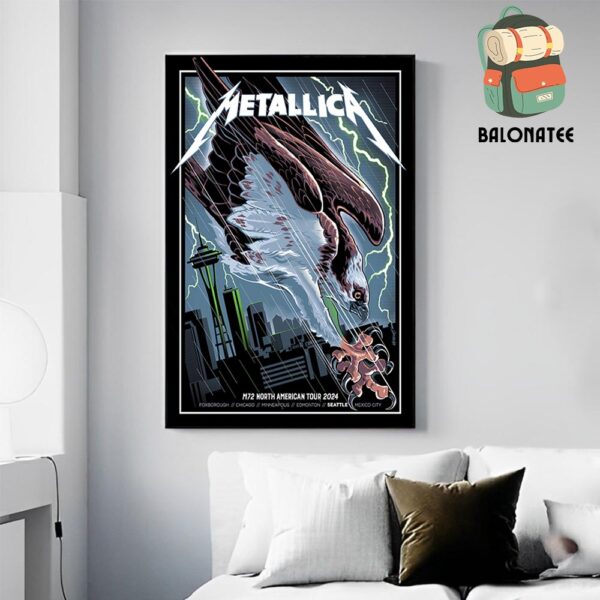 Metallica M72 North American Tour 2024 Pop Up Store Event Poster At Lumen Field Seattle WA On Aug 30th And Sep 1st 2024 Home Decor Poster Canvas