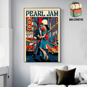 Pearl Jam Dark Matter World Tour 2024 Event Poster By Van Orton At Wrigley Field Chicago IL On August 29th And 31st 2024 Wall Decor Poster Canvas