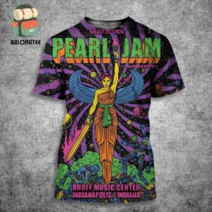 Pearl Jam Dark Matter World Tour 2024 Merch Event Poster At Ruoff Music Center Indianapolis Indiana On August 26th 2024 All Over Print Shirt