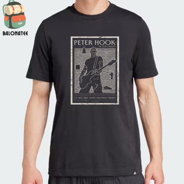 Peter Hook And The Light Illustrated Poster For The Show At Audio Sao Paulo Brazil On August 27th 2024 Unisex T-Shirt