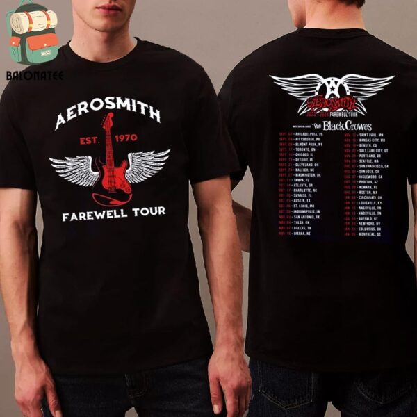 Aerosmith Farewell Tour With The Black Crows 2023-2024 Dates And Places List Two Sides Classic T-Shirt