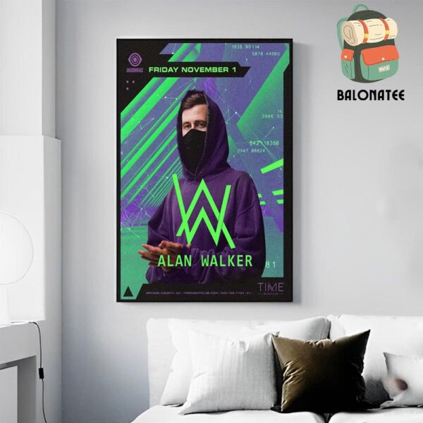 Alan Walker Show At Time NightClub Orange County CA On Friday November 1st 2024 Wall Decor Poster Canvas