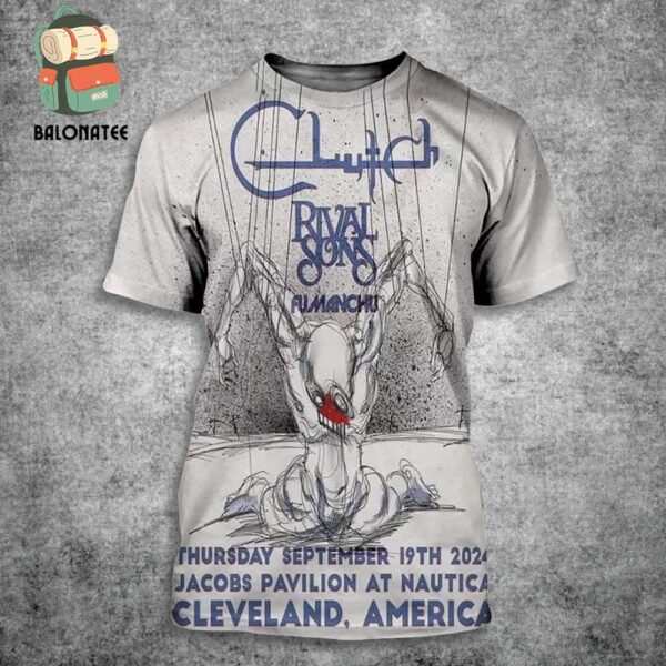 Clutch And Rivalson Event Fumanchu Poster At Jacobs Pavilion At Nautica Cleveland America On Thursday September 19th 2024 All Over Print Shirt