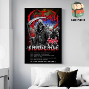 Death Metal Legends Obituary The Band Announce December 2024 UK Headline Tour Dates Wall Decor Poster Canvas