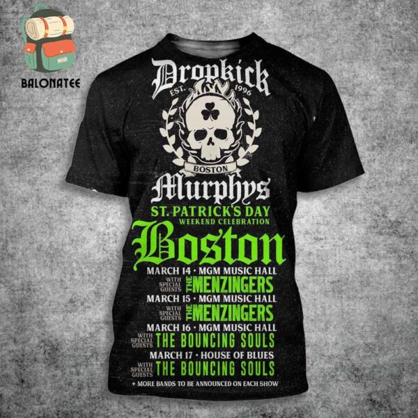 Dropkick Murphys St Patrick’s Day Weekend Celebration Boston On March 14th-17th 2024 All Over Print Shirt