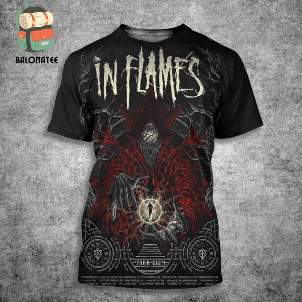 In Flames Timehold Tour 2024 Poster Merchandise Limtied All Over Print Shirt