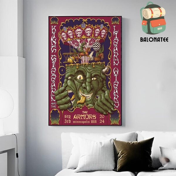 King Gizzard And The Lizzard Wizard Event Poster At The Armors Minneapolis MN On September 3rd 2024 Wall Decor Poster Canvas