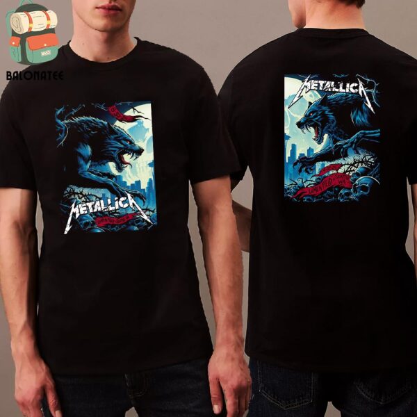 Metallica M72 North American Tour 2024 Pop Up Store Merch Combined 2 Nights Poster At Lumen Field Seattle WA On Aug 30th And Sep 1st 2024 Two Sides Unisex T-Shirt