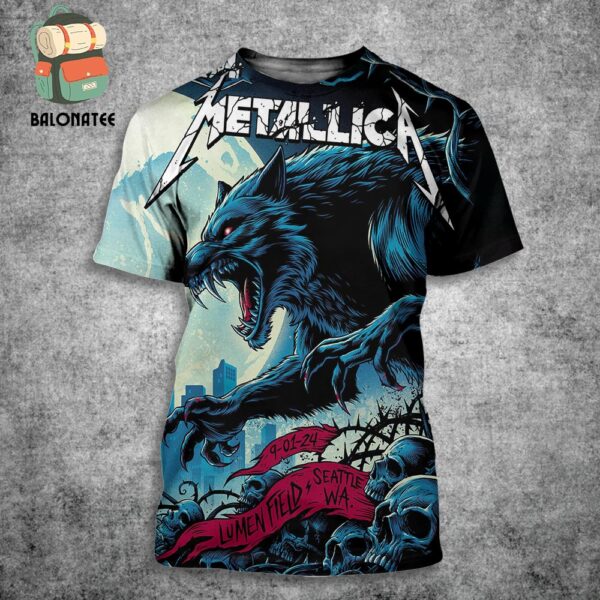 Metallica M72 North American Tour 2024 Pop Up Store Merch Night 2 Poster At Lumen Field Seattle WA On September 1st 2024 All Over Print Shirt