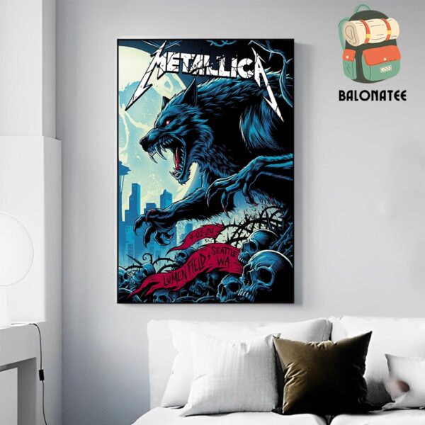 Metallica M72 North American Tour 2024 Pop Up Store Merch Night 2 Poster At Lumen Field Seattle WA On September 1st 2024 Home Decor Poster Canvas