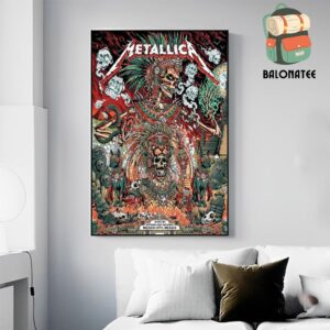 Metallica M72 World Tour 2024 Final Weekend Event Poster At Estadio GNP Seguros Mexico City On September 27th 2024 Wall Decor Poster Canvas