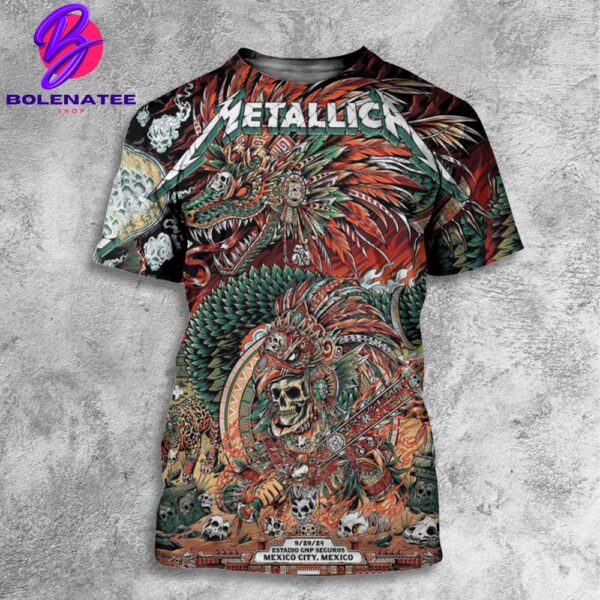 Metallica M72 World Tour 2024 Final Weekend Event Poster Week 2 Night 2 At Estadio GNP Seguros Mexico City On September 29th 2024 All Over Print Shirt