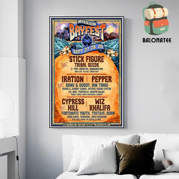 Misson Bayfest 2024 Official Line Up Poster At San Diego CA On September 27th To 29th 2024 Merchandise Wall Decor Poster Canvas