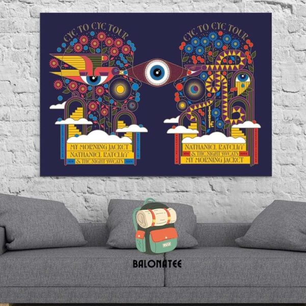 My Morning Jacket Eye To Eye Tour 2024 With Nathaniel Rateliff And The Night Sweats Combine 2 Nights Poster At Ascend Amphitheatre Nashville TN On Sep 18th And 19th 2024 Wall Decor Poster Canvas