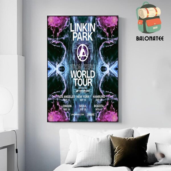 Official Poster Linkin Park From Zero World Tour 2024 With Special Guest Grandson Wall Decor Poster Canvas