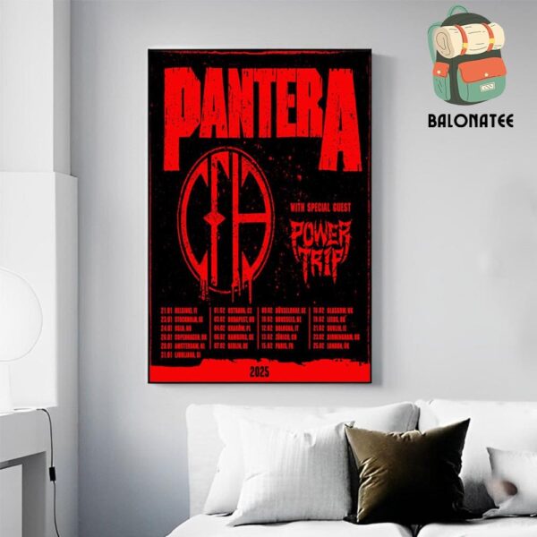 Pantera UK EU Tour In Early 2025 With Special Guest Power Trip Dates And Places List Wall Decor Poster Canvas