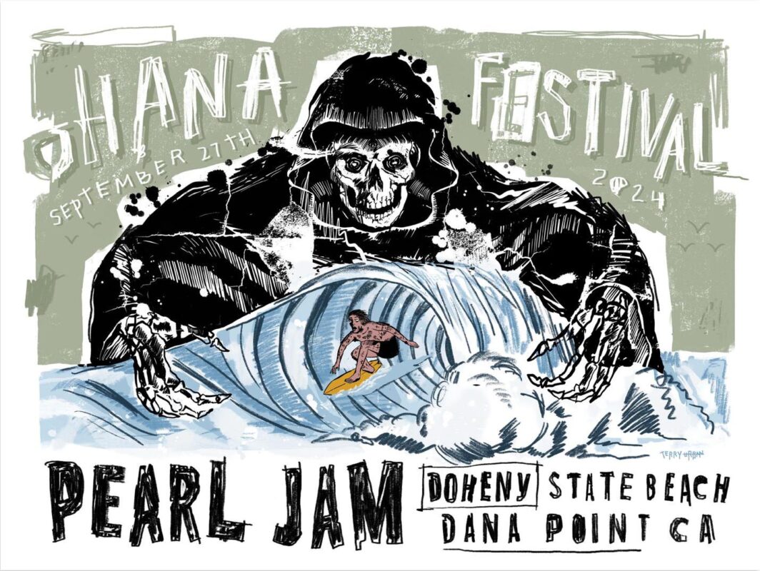 Pearl Jam Dark Matter World Tour 2024 Event Poster At Ohana Festivial In Doheny State Beach Dana Point CA On September 27th 2024