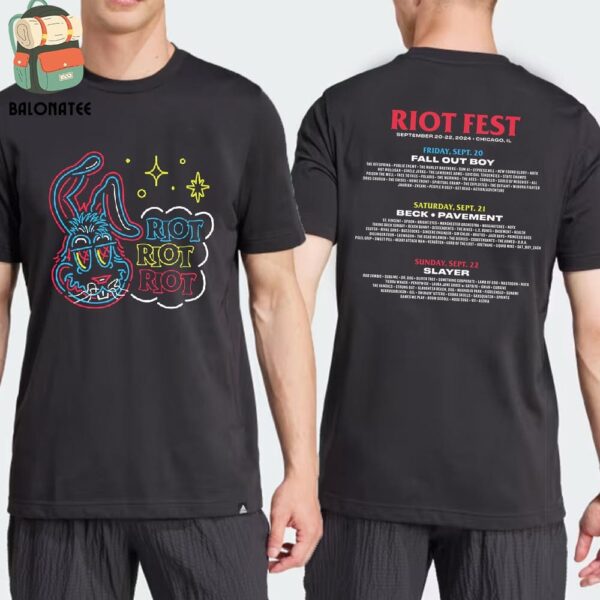 Riot Fest Neon Bunny 2024 Lineup Tee Merchandise Limited Two Sides Classic T-Shirt