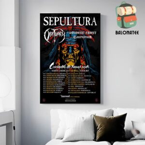 Sepultura North American Farewell Tour 2024 With Obituary And Agnostic Front Claustrofobia Dates And Places List Home Decor Poster Canvas