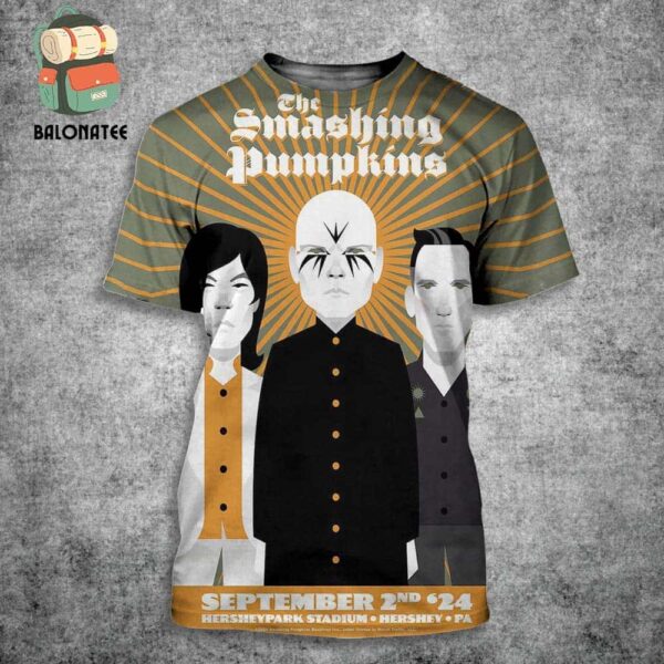 The Smashing Pumkins Event Merch Poster For Show At Hershey Park Stadium Heryshey PA On September 2nd 2024 All Over Print Shirt