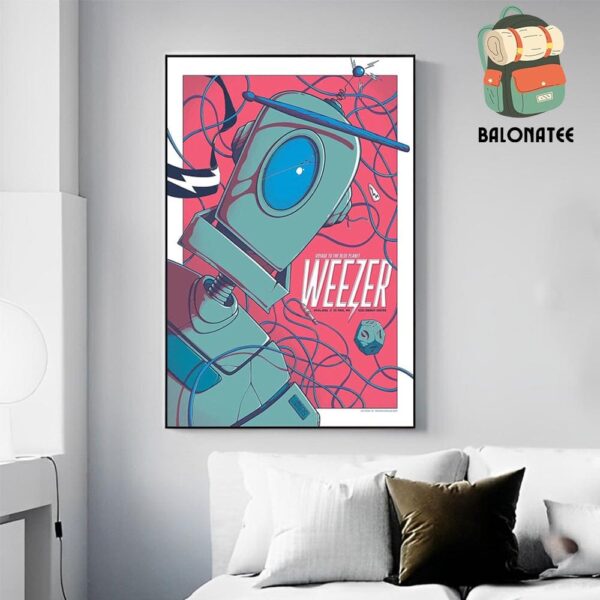 Weezer Artwork Poster Voyage To Blue Planet Live At Xcel Energy Center St Paul MN On September 4th 2024 Wall Decor Poster Canvas