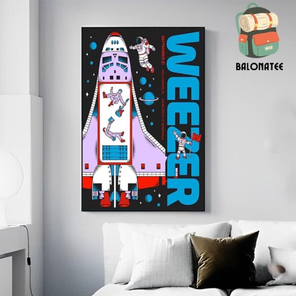 Weezer Voyage To The Blue Event Poster At Hard Rock At Seminole Hollywood FL On September 21st 2024 Wall Decor Poster Canvas