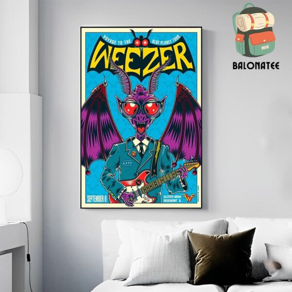 Weezer Voyage To The Blue Planet Tour At Allstate Arena Rosemont IL On September 6th 2024 Wall Decor Poster Canvas