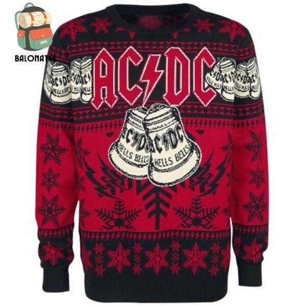 AC DC Hell Bells Jingle Family Gift For Xmas Holidays Ugly Christmas Sweater