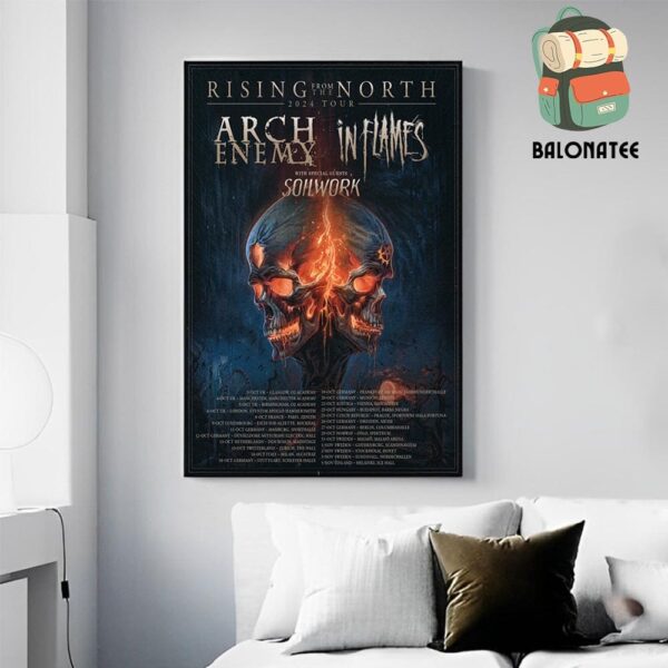 Arch Enemy Rising From The North 2024 Tour With In Flames And Soil Work Dates And Places List Wall Decor Poster Canvas