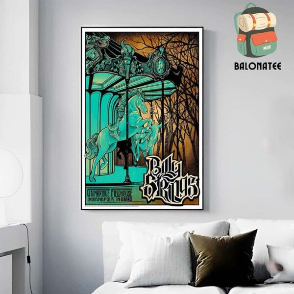 Billy Strings Artwork Poster Second Night Print By Phan Gear Prints At Gainbridge Fieldhouse Indianapolis IN On October 12th 2024 Wall Decor Poster Canvas