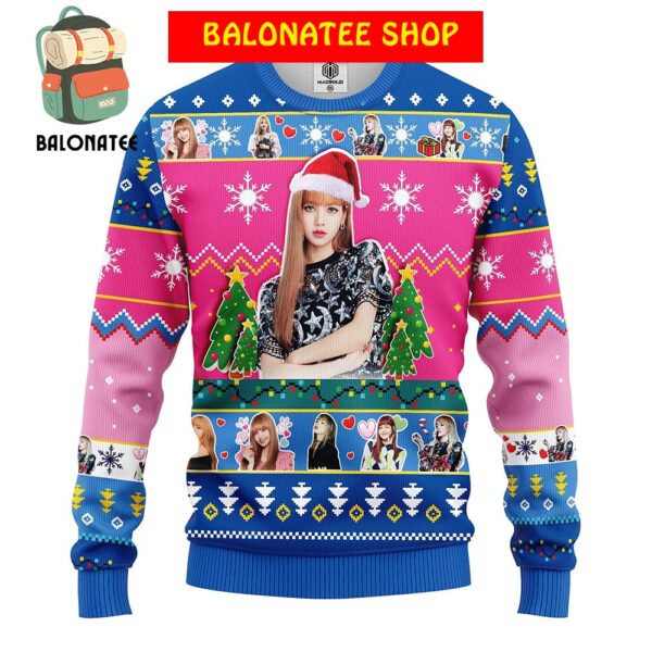 Black Pink Band Merry Xmas Gifts Lisa Black Pink Ugly Christmas Sweater 271- Best Christmas Gifts 2024