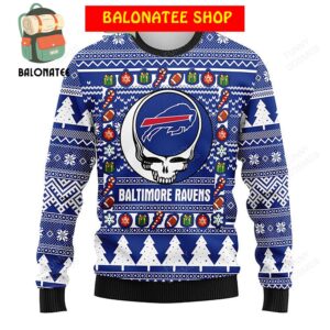 Buffalo Bills Grateful Dead Ugly Christmas Fleece Sweater