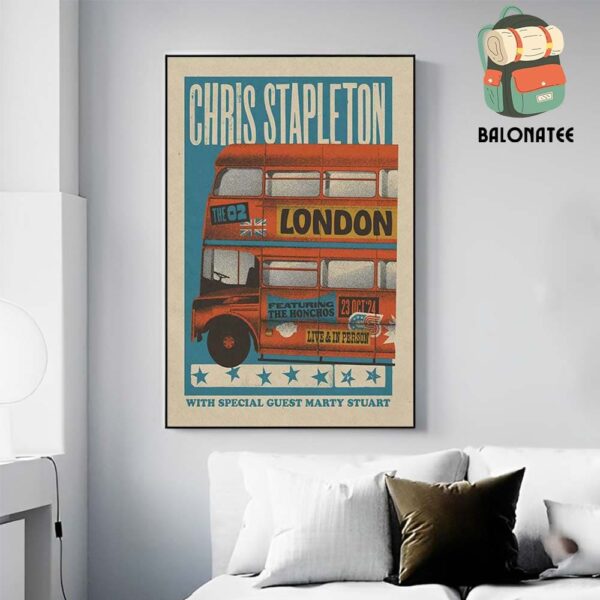 Chris Stapleton All American Road Show Tour 2024 Event Poster Night 1 At The O2 London On October 23rd 2024 Wall Decor Poster Canvas