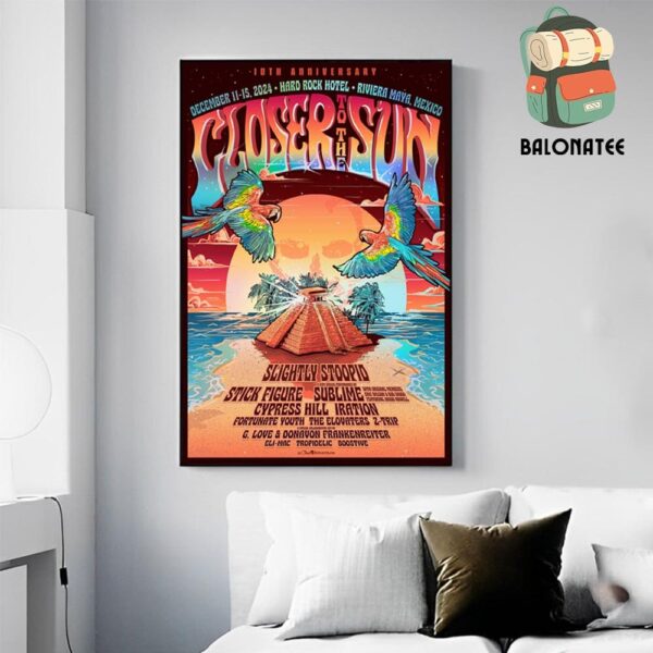 Closer To The Sun 2024 Event Foil Poster At Hard Rock Hotel Riviera Maya Mexico On December 11th-15th Wall Decor Poster Canvas