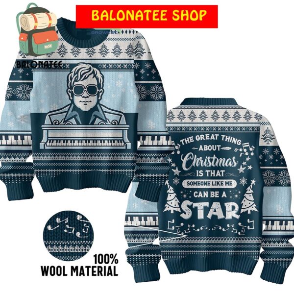 Elton John Be A Star Christmas Ugly Sweater