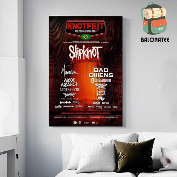 Slipknot 25th Anniversary Knotfest Sao Paulo Brazil 2024 On October 19th And 20th 2024 Wall Decor Poster Canvas