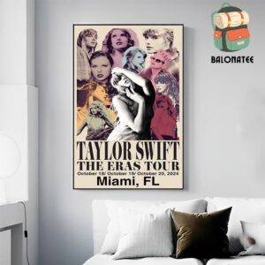 Taylor Swift The Eras Tour Event Poster At The Hard Rock Stadium Miami FL On October 18th To 20th 2024 Wall Decor Poster Canvas