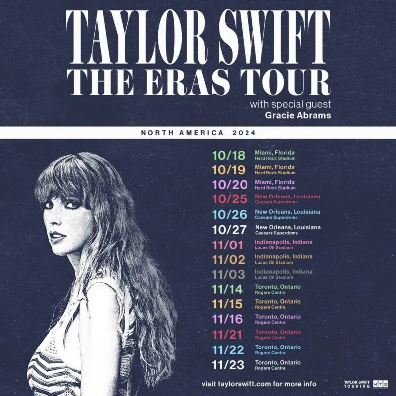 Taylor Swift The Eras Tour With Gracie Abrams North America 2024 Dates And Places List