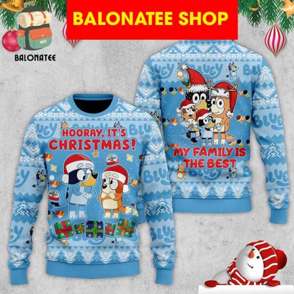 Bluey Bingo My Family Is The Best Hooray It Is Christmas Holidays Ugly Sweater