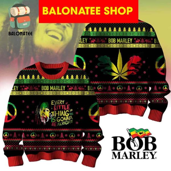 Bob Marley Everything Little Thing Is Gonna Be Alright Christmas Ugly Sweater