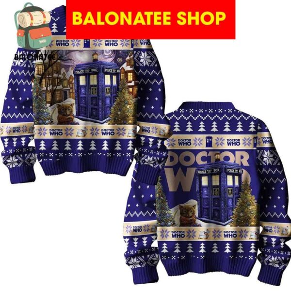 Doctor Who Police Public Call Box Christmas Ugly Sweater