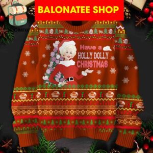 Dolly Parton Have A Holly Dolly Christmas Ugly Sweater Red Version