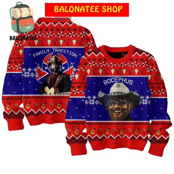 Hank Williams Jr. Bocephus Family Tradition Christmas Ugly Sweater