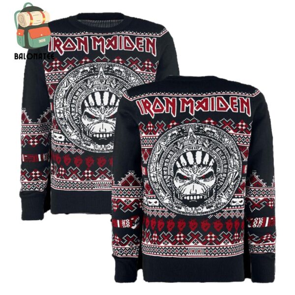 Iron Maiden With Eddie Demonic Pattern Family Gift For Xmas Holidays Ugly Christmas Sweater