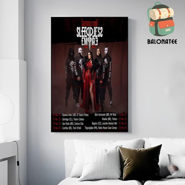 Lacuna Coil Sleepless Empire Tour 2025 Dates And Places List Wall Decor Poster Canvas