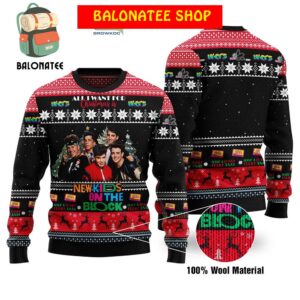 New Kids On The Block Black Design All I Want For Christmas Is NKOTB Have A Funky Fulky Xmas Ugly Sweater