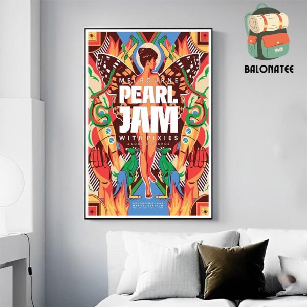 Pearl Jam Dark Matter World 2024 Event Poster By Justine Mcallister At Marvel Stadium Melbourne AU On November 16th 2024 Wall Decor Poster Canvas