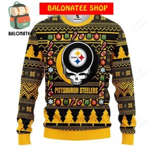 Pittsburgh Steelers Grateful Dead Ugly Christmas Fleece Sweater