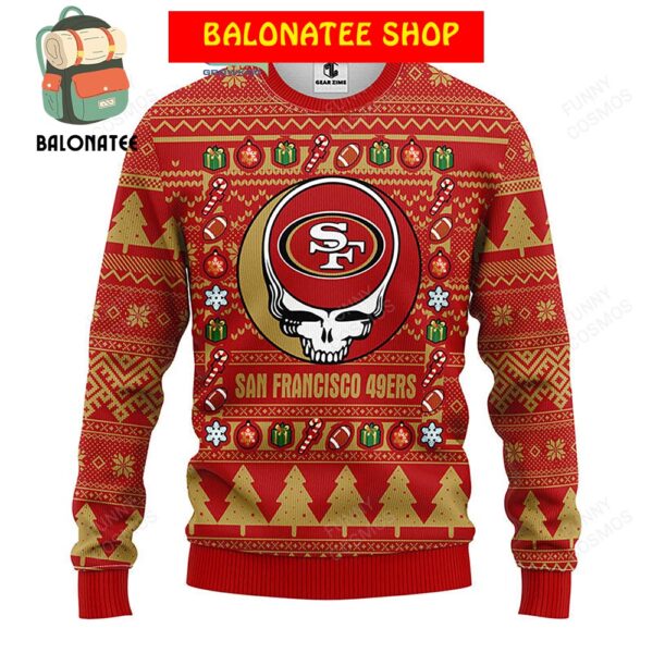 San Francisco 49ers Grateful Dead Ugly Christmas Fleece Sweater